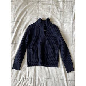 Jcrew Ribbed Lambswool Popover Sweater navy -xxs
